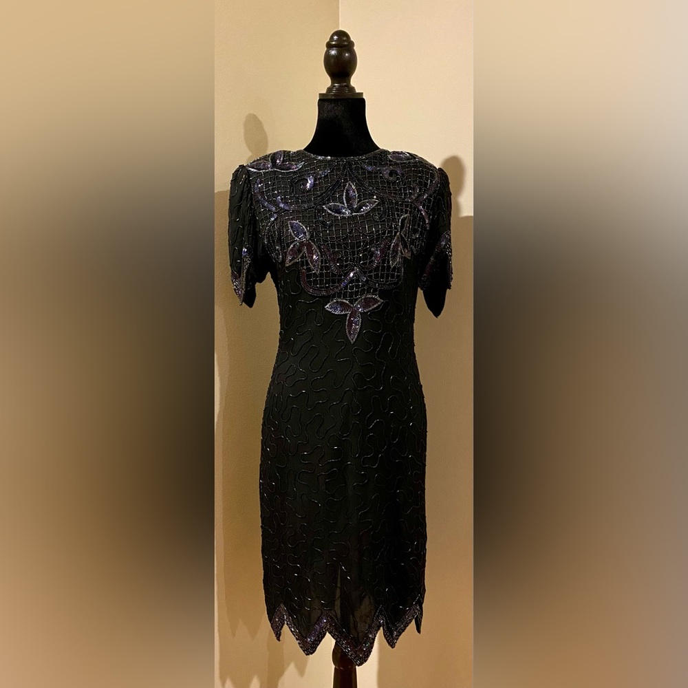 Jakelin Designs sz Medium black beaded cocktail dress